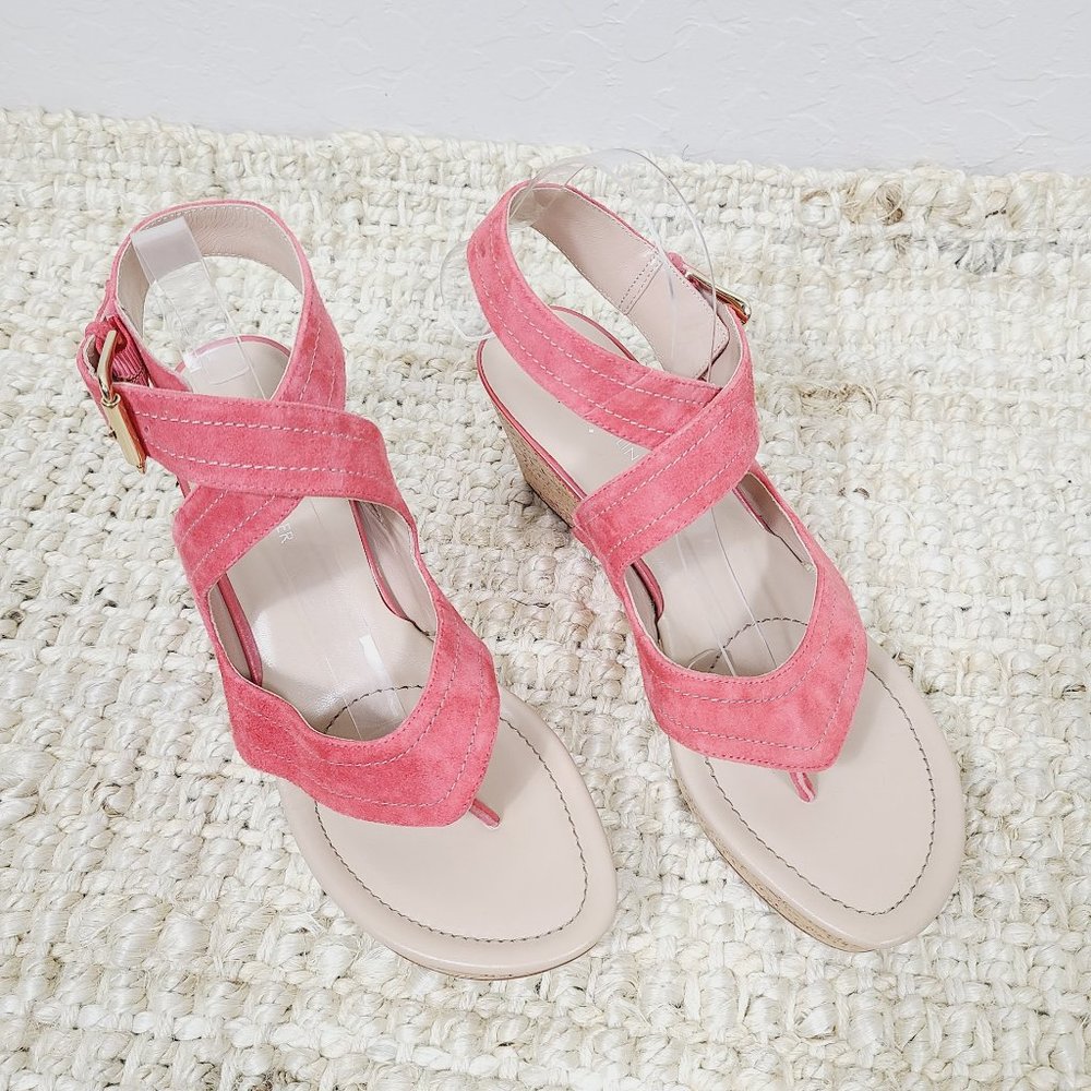 Donald J Pliner Leather Ankle-Strap Coral Alma Wedge Heels - Picture 3 of 8